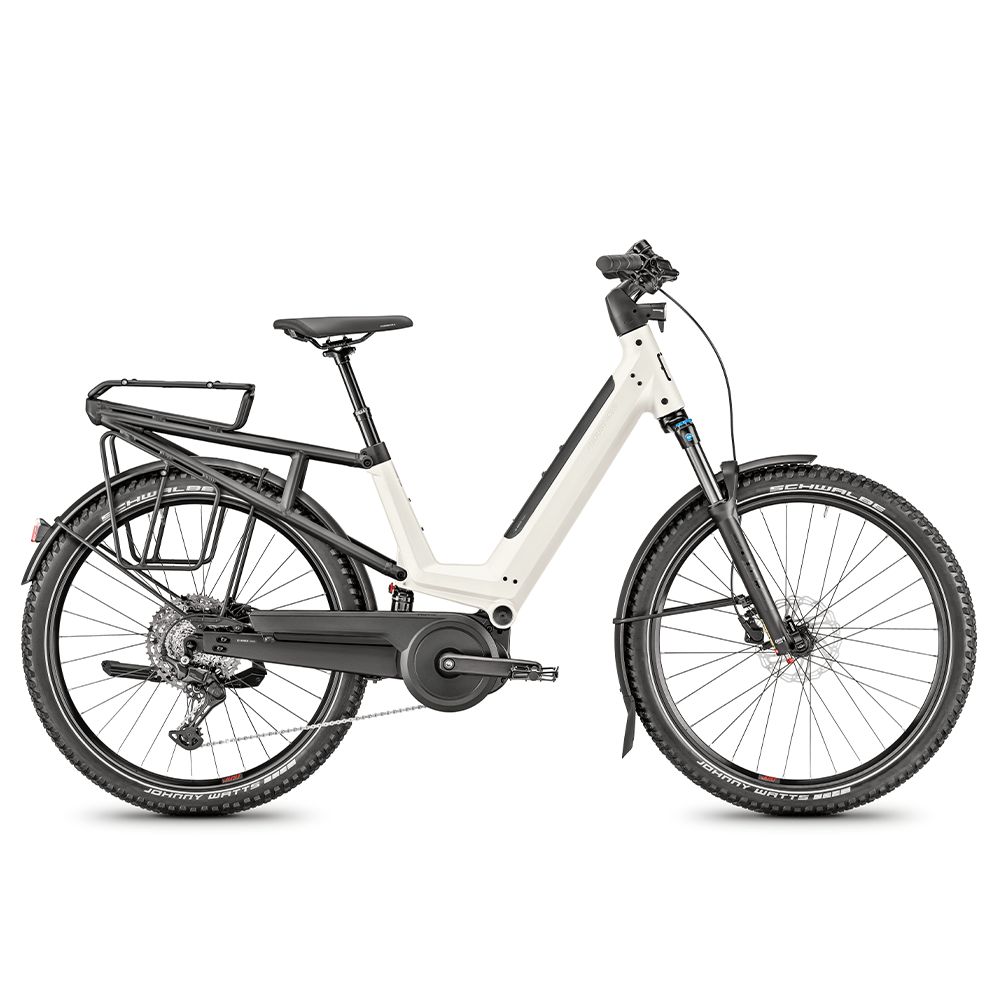 Moustache J - All - Shimano Cues - White with Rear Rack - Sevenoaks Electric Bikes