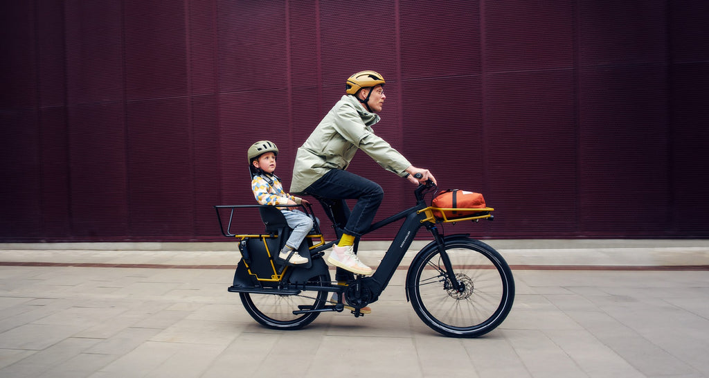 Father and son riding a bike
